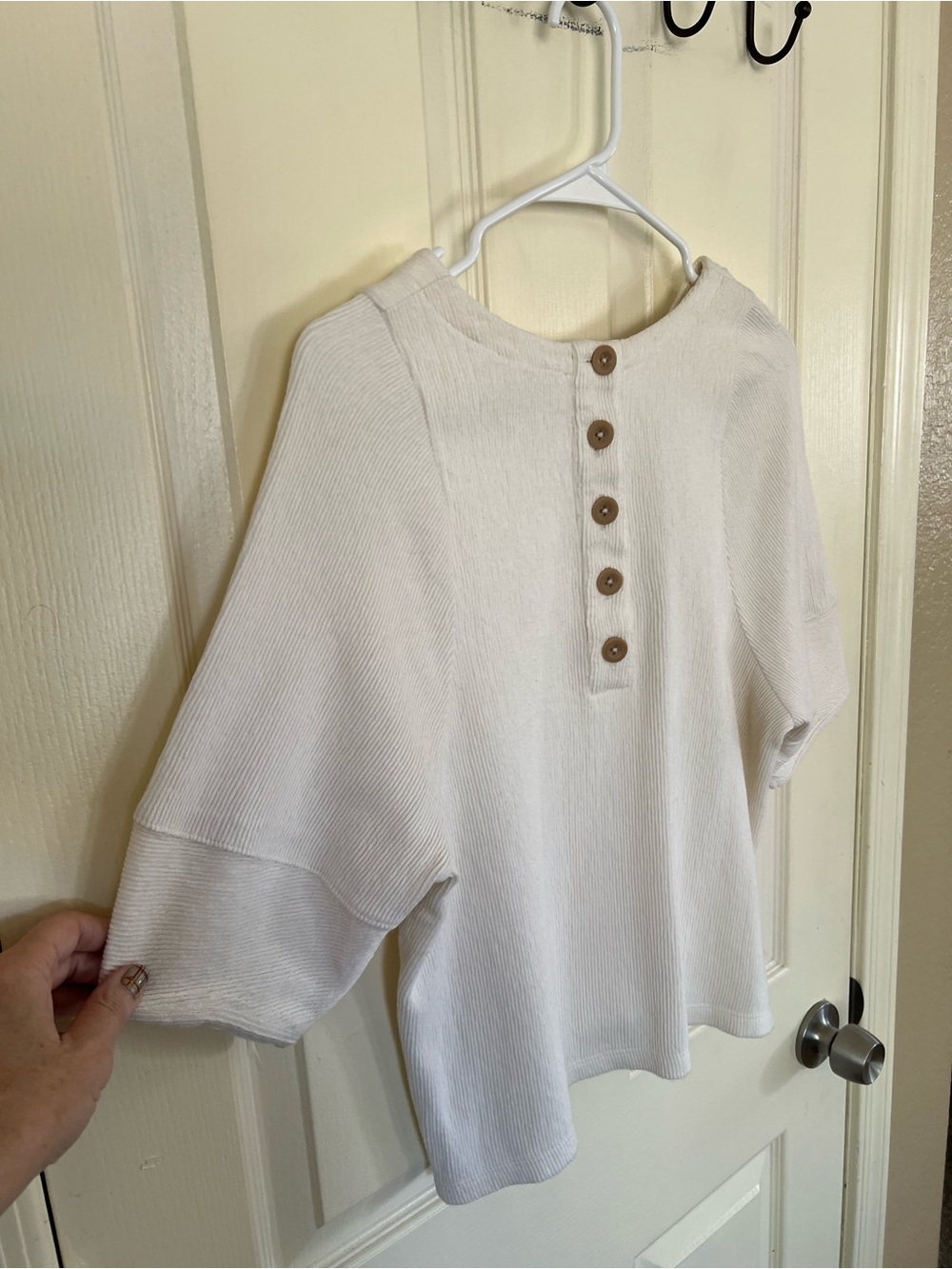 Madewell Ivory Ribbed Boxy Top Button Back Size M - Picture 9 of 9